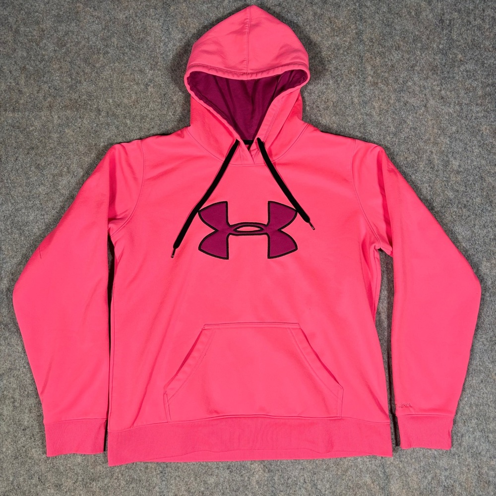Under Armour Storm Hoodie Womens Large Pink Purple Logo Pullover Sweatshirt